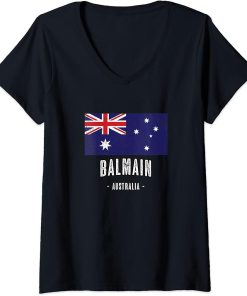 Womens Balmain, Australia | Aussie City Merch - Australian Flag V-Neck T-Shirt