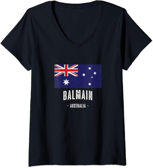 Womens Balmain, Australia | Aussie City Merch - Australian Flag V-Neck T-Shirt