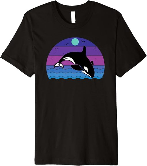 Vintage Retro Orca Whale Watchers Graphic Premium T-Shirt