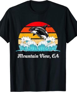 Vintage Mountain View CA Distressed Orca Killer Whale Art T-Shirt