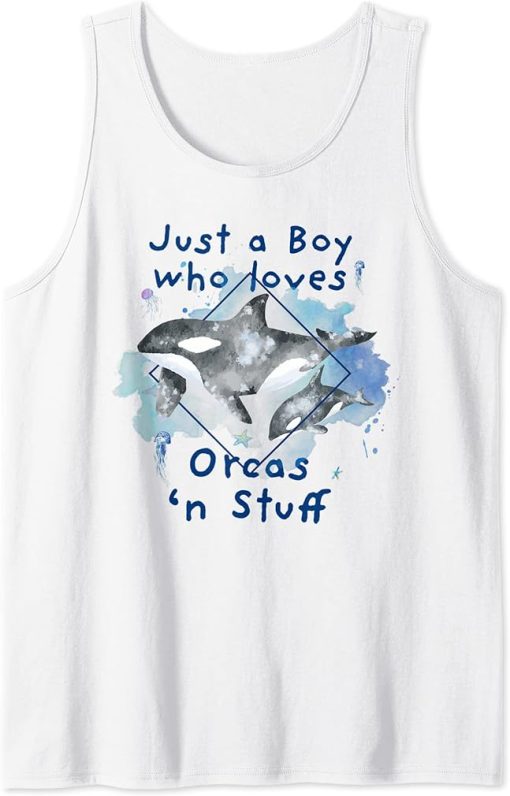 Just a Boy who Loves Orcas - Beautiful Sword Whale for Boys Tank Top